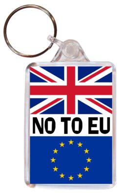 No to EU - Double Sided Large Keyring Key Fob Chain Ring Gift Present Brexit EU Referendum 2016 Souvenir