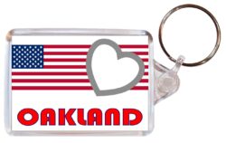 Oakland - Love USA/United States Town & Cities Flag - Double Sided Large Keyring Key Fob Chain Ring Gift Present Souvenir