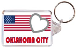Oaklahoma City - Love USA/United States Town & Cities Flag - Double Sided Large Keyring Key Fob Chain Ring Gift Present Souvenir