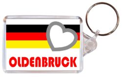 Oldenbruck - Love Germany/German Town & Cities Flag - Double Sided Large Keyring Key Fob Chain Ring Gift Present Souvenir