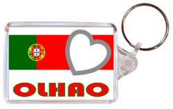 Olhao - Love Portugal/Portuguese Town & Cities Flag - Double Sided Large Keyring Key Fob Chain Ring Gift Present Souvenir