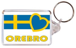 Orebro - Love Sweden/Swedish & Cities Flag - Double Sided Large Keyring Key Fob Chain Ring Gift Present Souvenir