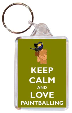 Keep Calm and Love Paintballing - Double Sided Large Keyring Key Fob Chain Ring Gift Present Souvenir