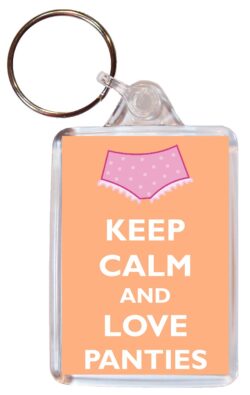 Keep Calm and Love Panties - Double Sided Large Keyring Key Fob Chain Ring Gift Present Souvenir
