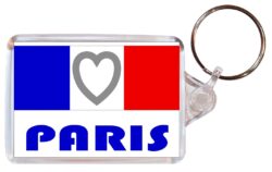 Paris - Love France/French Town & Cities Flag - Double Sided Large Keyring Key Fob Chain Ring Gift Present Souvenir