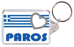 Paros - Love Greece/Greek Town & Cities Flag - Double Sided Large Keyring Key Fob Chain Ring Gift Present Souvenir