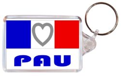 Pau - Love France/French Town & Cities Flag - Double Sided Large Keyring Key Fob Chain Ring Gift Present Souvenir