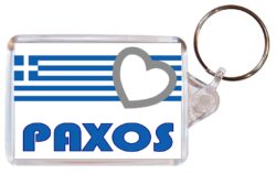 Paxos - Love Greece/Greek Town & Cities Flag - Double Sided Large Keyring Key Fob Chain Ring Gift Present Souvenir