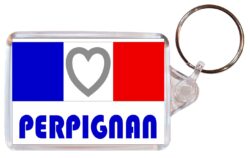 Perpignan - Love France/French Town & Cities Flag - Double Sided Large Keyring Key Fob Chain Ring Gift Present Souvenir