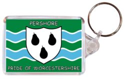 Pershore - Pride of Worcestershire - Double Sided Large Keyring Key Fob Chain Ring Gift Present Souvenir
