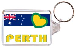 Perth - Love Australia/Australian Towns & Cities Flag - Double Sided Large Keyring Key Fob Chain Ring Gift Present Souvenir