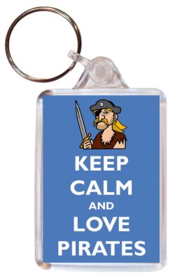 Keep Calm and Love Pirates - Double Sided Large Keyring Key Fob Chain Ring Gift Present Souvenir