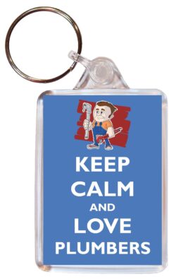 Keep Calm and Love Plumbers - Double Sided Large Keyring Key Fob Chain Ring Gift Present Souvenir