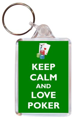 Keep Calm and Love Poker - Double Sided Large Keyring Key Fob Chain Ring Gift Present Souvenir