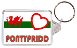 Pontypridd - Love Wales/Welsh Town & Cities Flag - Double Sided Large Keyring Key Fob Chain Ring Gift Present Souvenir