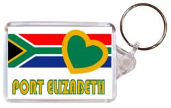 Port Elizabeth - Love South Africa/African Town & Cities Flag - Double Sided Large Keyring Key Fob Chain Ring Gift Present Souvenir
