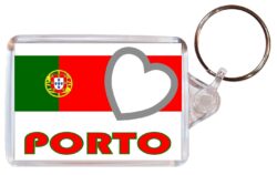 Porto - Love Portugal/Portuguese Town & Cities Flag - Double Sided Large Keyring Key Fob Chain Ring Gift Present Souvenir