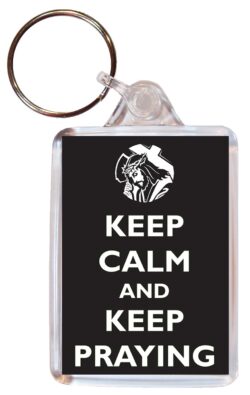 Keep Calm and Keep Praying - Double Sided Large Keyring Key Fob Chain Ring Gift Present Souvenir