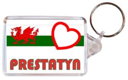 Prestatyn - Love Wales/Welsh Town & Cities Flag - Double Sided Large Keyring Key Fob Chain Ring Gift Present Souvenir