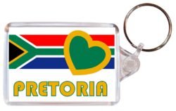 Pretoria - Love South Africa/African Town & Cities Flag - Double Sided Large Keyring Key Fob Chain Ring Gift Present Souvenir