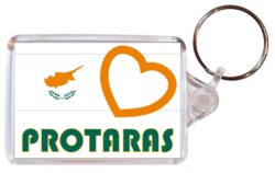 Protaras - Love Cyprus/Cypriot Town & Cities Flag - Double Sided Large Keyring Key Fob Chain Ring Gift Present Souvenir