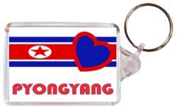Pyongyang - Love North Korea/Korean Towns & Cities - Double Sided Large Keyring Key Fob Chain Ring Gift Present Souvenir