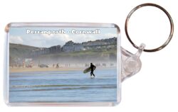 Perranporth - Cornwall - Double Sided Large Keyring Key Fob Chain Ring Gift Present Souvenir E3