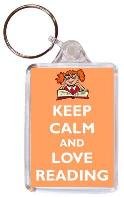 Keep Calm and Love Reading - Double Sided Large Keyring Key Fob Chain Ring Gift Present Souvenir