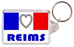 Reims - Love France/French Town & Cities Flag - Double Sided Large Keyring Key Fob Chain Ring Gift Present Souvenir