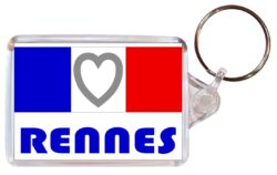 Rennes - Love France/French Town & Cities Flag - Double Sided Large Keyring Key Fob Chain Ring Gift Present Souvenir