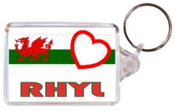 Rhyl - Love Wales/Welsh Town & Cities Flag - Double Sided Large Keyring Key Fob Chain Ring Gift Present Souvenir