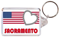 Sacramento - Love USA/United States Town & Cities Flag - Double Sided Large Keyring Key Fob Chain Ring Gift Present Souvenir