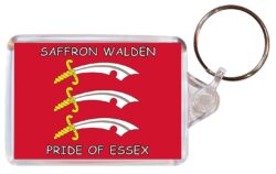 Saffron Walden - Pride of Essex - Double Sided Large Keyring Key Fob Chain Ring Gift Present Souvenir