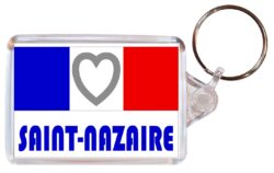 Saint-Nazaire - Love France/French Town & Cities Flag - Double Sided Large Keyring Key Fob Chain Ring Gift Present Souvenir