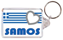 Samos - Love Greece/Greek Town & Cities Flag - Double Sided Large Keyring Key Fob Chain Ring Gift Present Souvenir