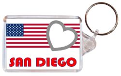San Diego - Love USA/United States Town & Cities Flag - Double Sided Large Keyring Key Fob Chain Ring Gift Present Souvenir