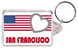 San Francisco - Love USA/United States Town & Cities Flag - Double Sided Large Keyring Key Fob Chain Ring Gift Present Souvenir