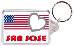 San Jose - Love USA/United States Town & Cities Flag - Double Sided Large Keyring Key Fob Chain Ring Gift Present Souvenir