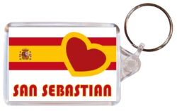 San Sebastian - Love Spain/Spanish Towns & Cities Flag - Double Sided Large Keyring Key Fob Chain Ring Gift Present Souvenir