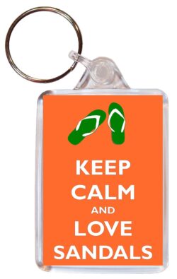 Keep Calm and Love Sandals - Double Sided Large Keyring Key Fob Chain Ring Gift Present Souvenir