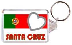 Santa Cruz - Love Portugal/Portuguese Town & Cities Flag - Double Sided Large Keyring Key Fob Chain Ring Gift Present Souvenir
