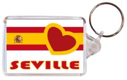 Seville - Love Spain/Spanish Towns & Cities Flag - Double Sided Large Keyring Key Fob Chain Ring Gift Present Souvenir
