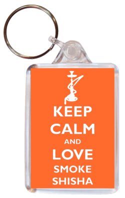 Keep Calm and Smoke Shisha - Double Sided Large Keyring Key Fob Chain Ring Gift Present Souvenir