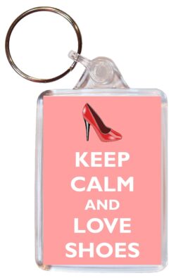 Keep Calm and Love Shoes - Double Sided Large Keyring Key Fob Chain Ring Gift Present Souvenir