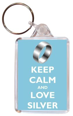 Keep Calm and Love Silver - Double Sided Large Keyring Key Fob Chain Ring Gift Present Souvenir