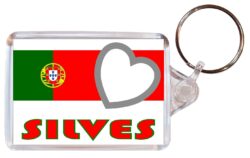Silves - Love Portugal/Portuguese Town & Cities Flag - Double Sided Large Keyring Key Fob Chain Ring Gift Present Souvenir