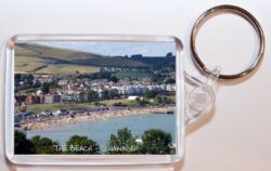 Swanage Beach - Dorset - Double Sided Large Keyring Key Fob Chain Ring Gift Present Souvenir D1