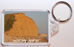 West Bay - Dorset - Double Sided Large Keyring Key Fob Chain Ring Gift Present Souvenir D1