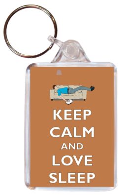 Keep Calm and Love Sleep - Double Sided Large Keyring Key Fob Chain Ring Gift Present Souvenir
