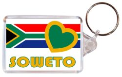 Soweto - Love South Africa/African Town & Cities Flag - Double Sided Large Keyring Key Fob Chain Ring Gift Present Souvenir